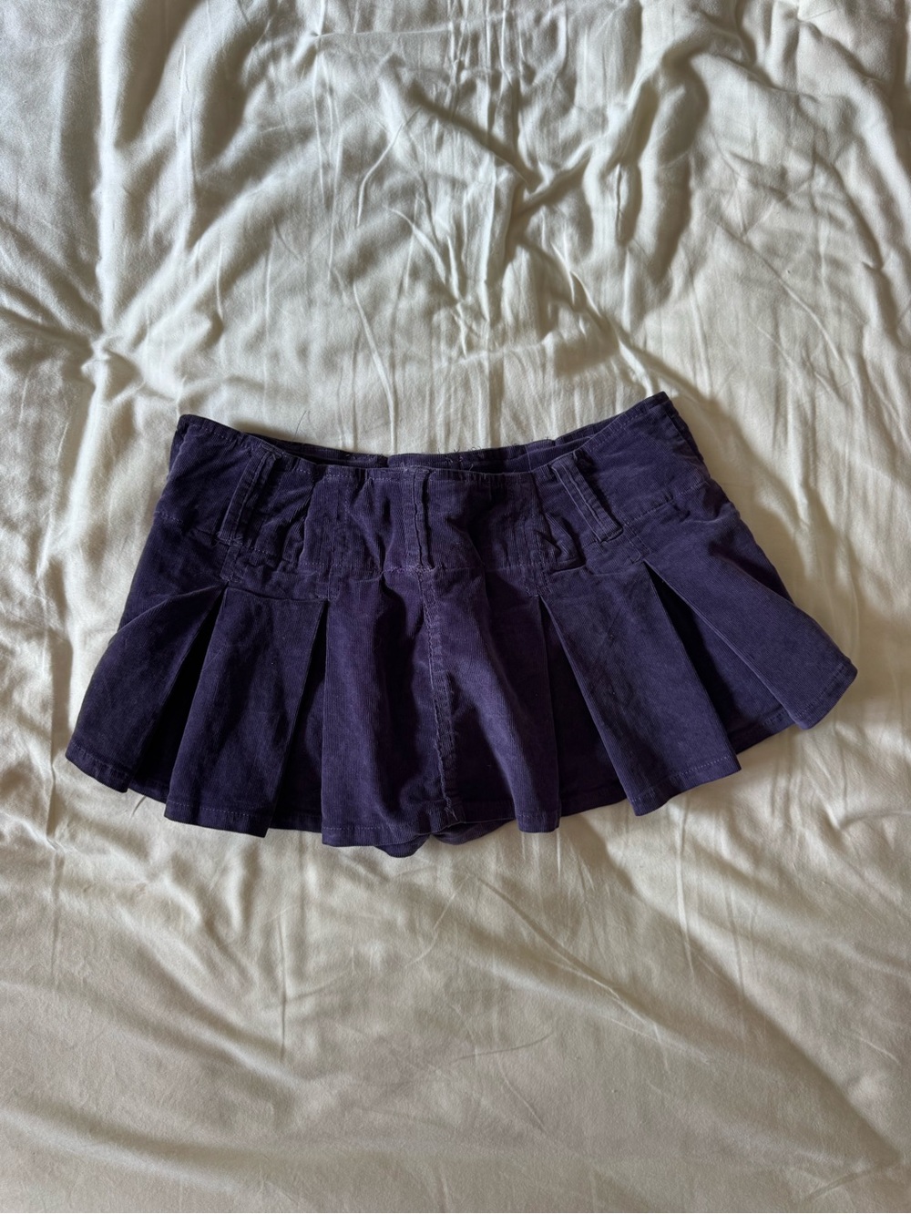 Free People purple corduroy pleated mini skirt